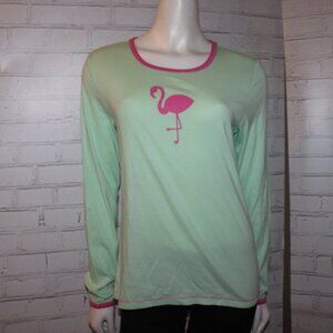Light green and pink Pajama top with Flamingo By Character Size Medium